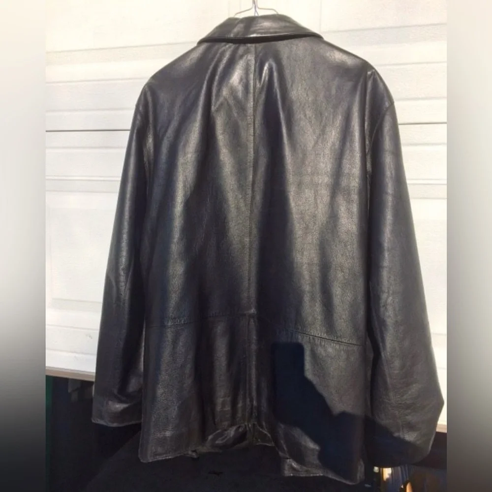 Perry Ellis PORTFOLIO Men’s Black Leather Jacket Medium